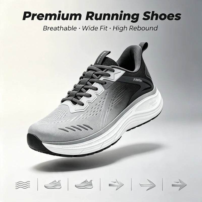 Fitville Men's Sports Sneakers - Wide Toe Box Running Sneakers ulasan dan harga