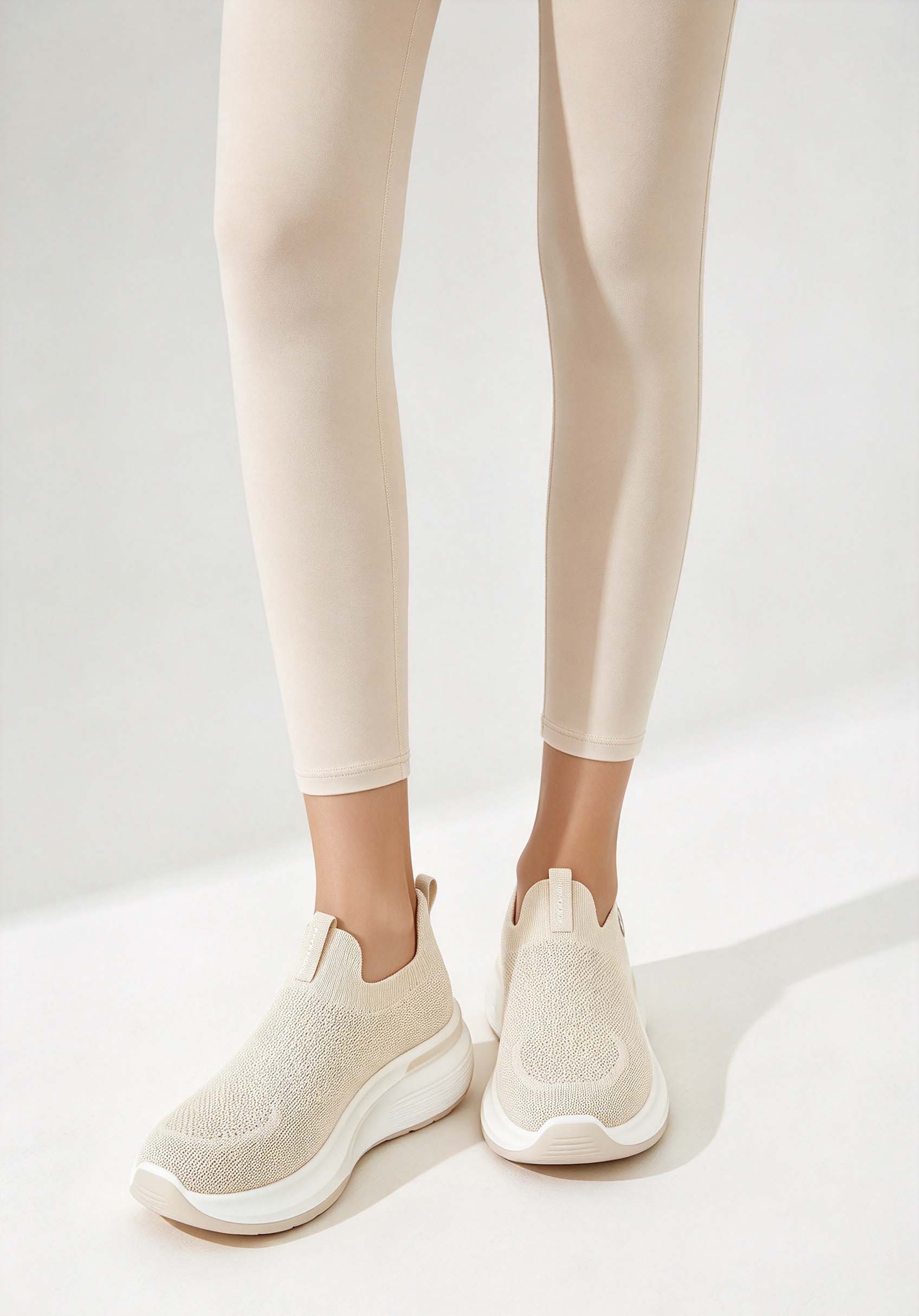 Women's Knit Platform Walking  - Knit Fabric Lace Up Sneakers ulasan dan harga