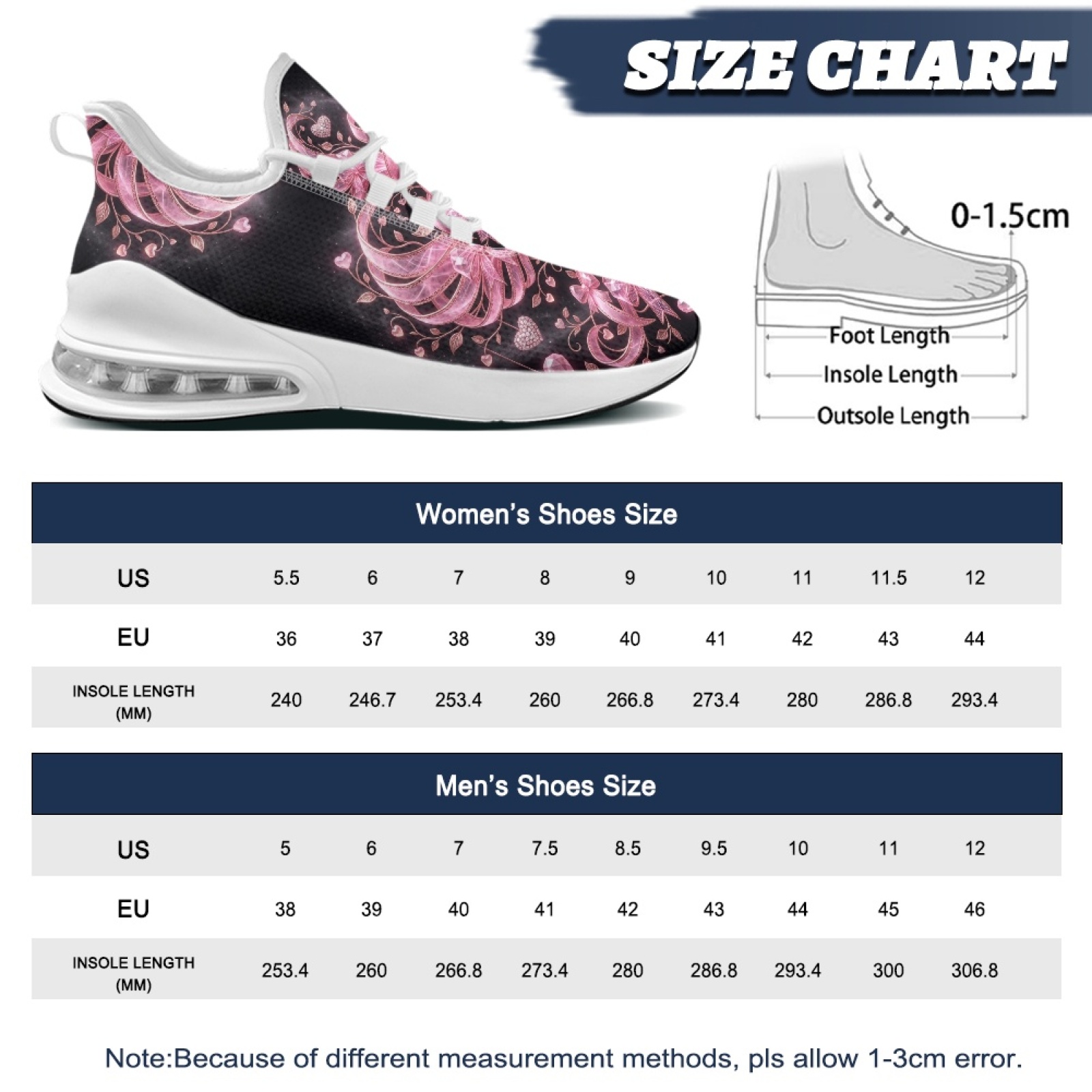 PENSTROLL Pink Heart Floral Co - Breathable Mesh Athletic Shoes ulasan dan harga