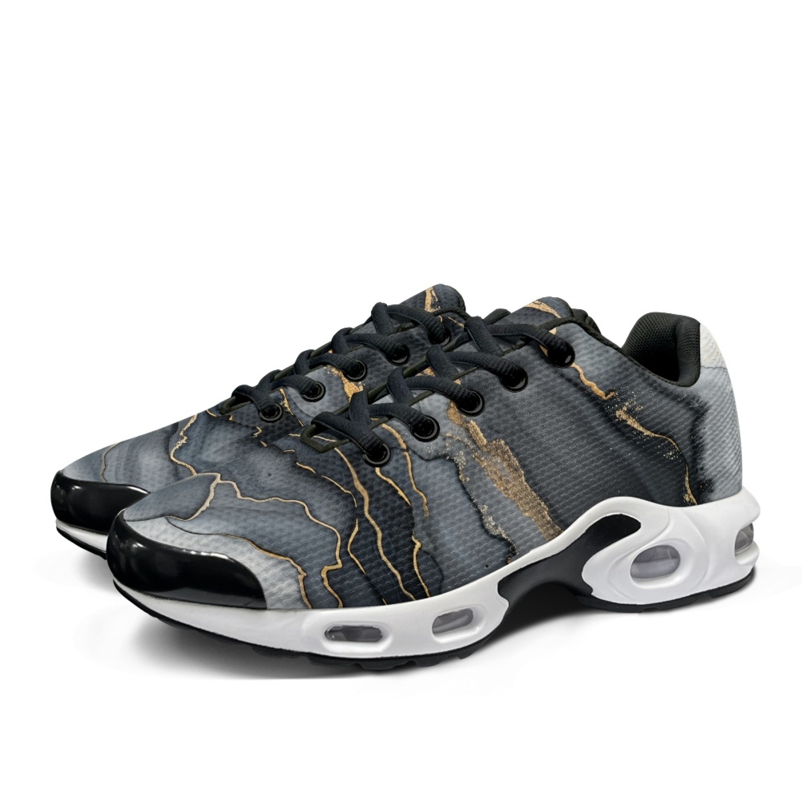 PENSTROLL Black Gold Marble Ai - Air Cushion Jogger Shoes Men ulasan dan harga