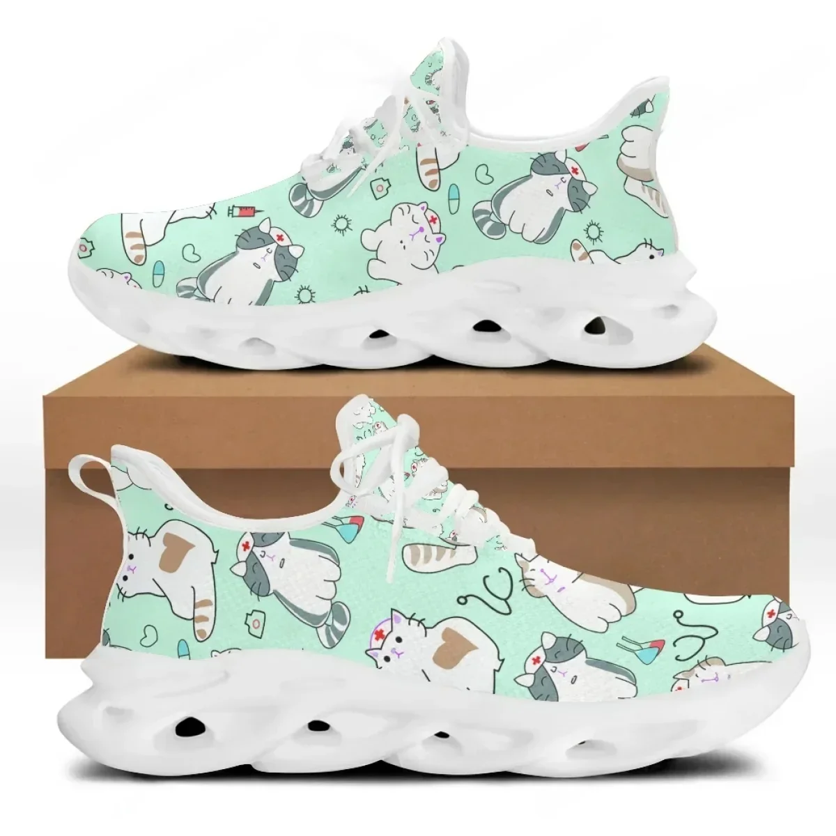 Hot Summer Spring Women Lace U - Knit Fabric Lace Up Sneakers ulasan dan harga